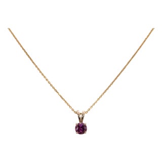 Rhodolite Garnet Pendant With Solid 14k Gold – Round 5mm, Gemstone Pendant For Sale