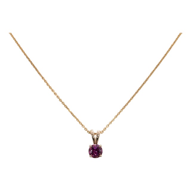 Rhodolite Garnet Pendant With Solid 14k Gold – Round 5mm, Gemstone Pendant For Sale