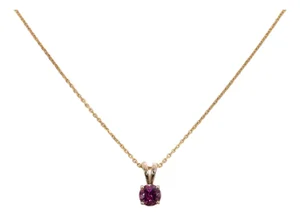 Rhodolite Garnet Pendant With Solid 14k Gold – Round 5mm, Gemstone Pendant