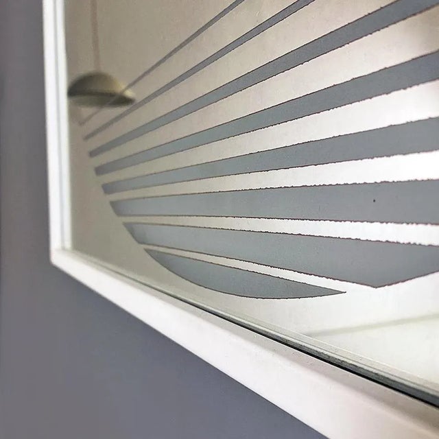 Glass Modern Italian Neon Backlit Square Mirror attributed to Gianni Celada for Fontana Arte, 1970s For Sale - Image 7 of 13