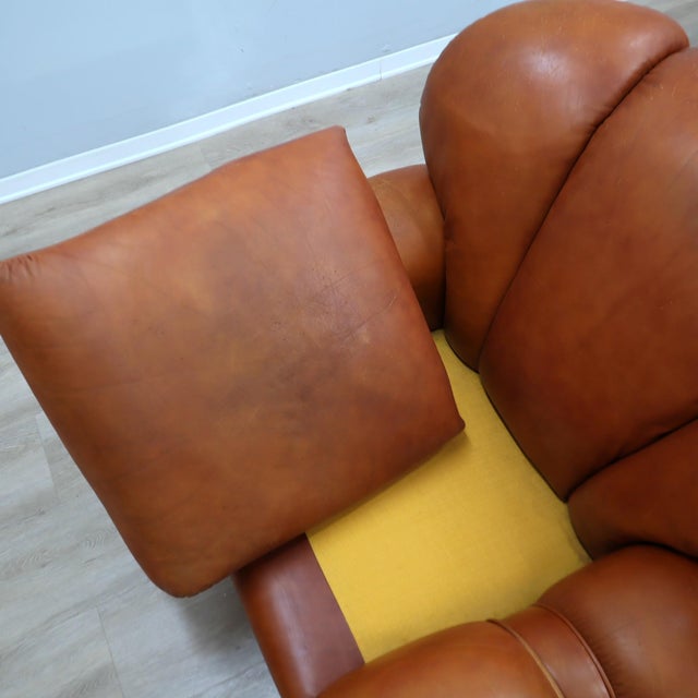 Large Italian Organic Leather Clamshell Lounge Chairs, 1970s, Set of 2 For Sale - Image 10 of 15