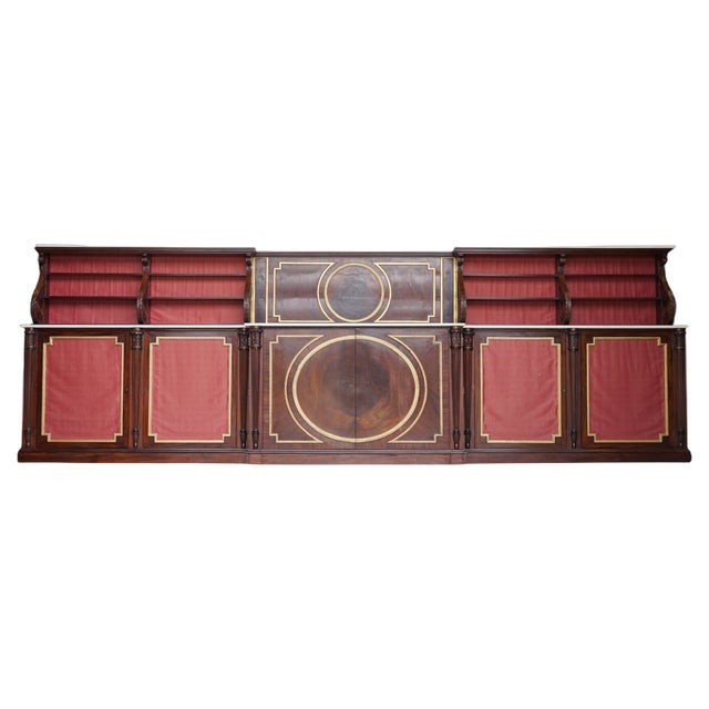 Antique Regency Hardwood Italian Marble Sideboard For Sale