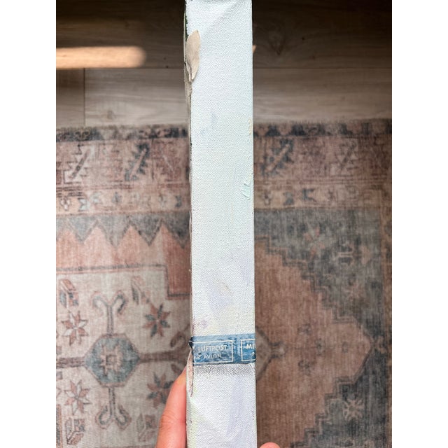 2000 - 2009 2001 Tjasa Owen's "Letter in White" 12x12 White and Blue Canvas Painting For Sale - Image 5 of 8