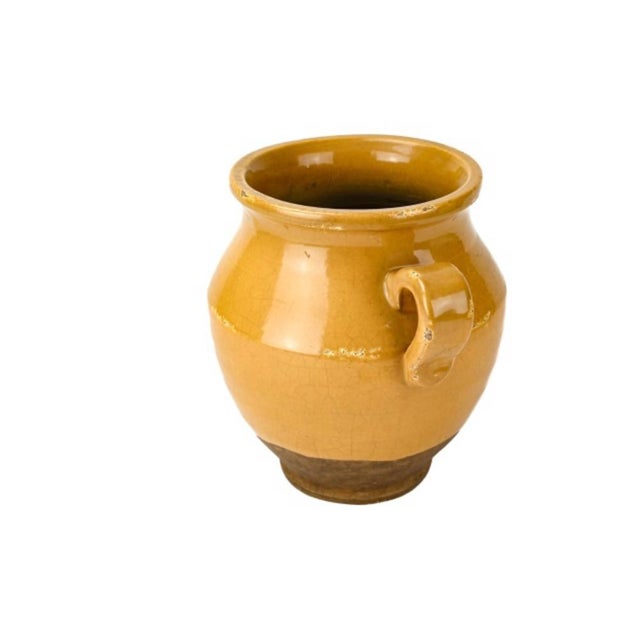 French Antique French Yellow Drip Glazed Confit Pot For Sale - Image 3 of 8