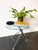 Vintage Modern Minimalist Round Glass Side Table with Sculptural Chrome Base, 1990s For Sale - Image 6 of 15