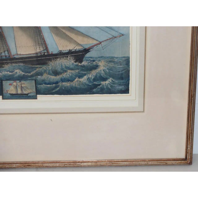 19th Century Chinese Export "Clipper Ship W/ Union Jack" Watercolor Painting For Sale In San Francisco - Image 6 of 11
