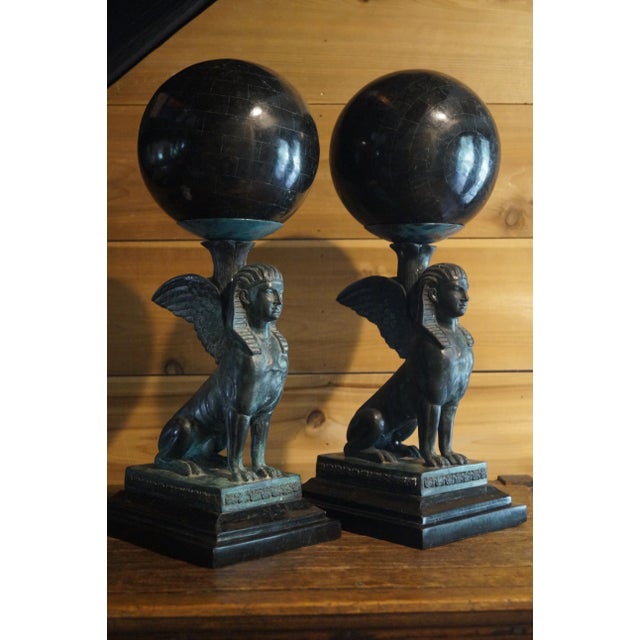 1980s Maitland-Smith Egyptian Revival Sphinx Pair For Sale - Image 13 of 13
