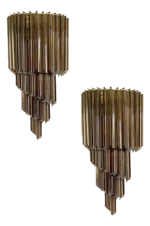 Venetian Fumè Quadriedro Murano Glass Wall Sconces by Simoeng, Set of 2