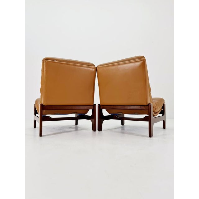 Animal Skin Mid-Century Armchairs in Leather and Walnut Wood, Sweden, 1960s For Sale - Image 7 of 11