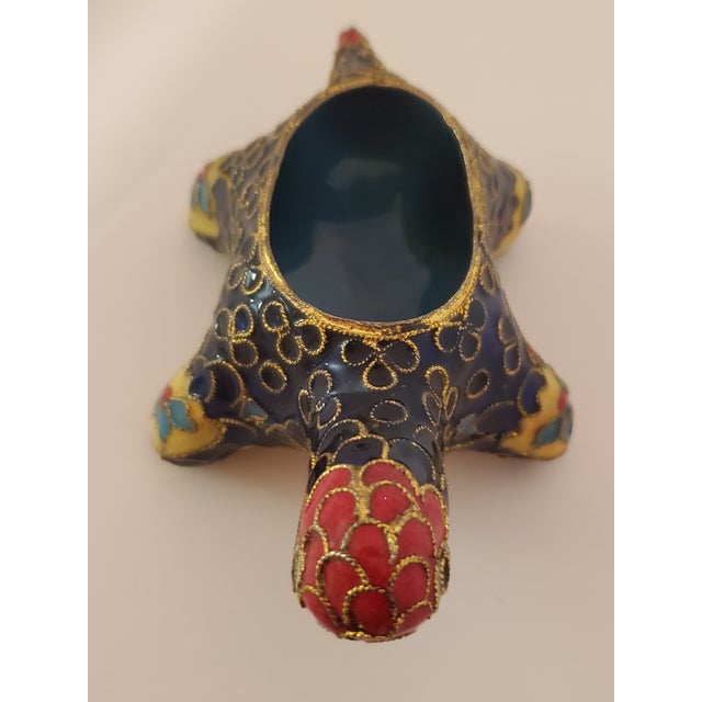 Asian 1980s Cloisonne Turtle Jewelry Box With Lid For Sale - Image 3 of 6