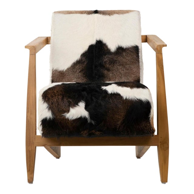 Brown & White Deco Cow Chair For Sale