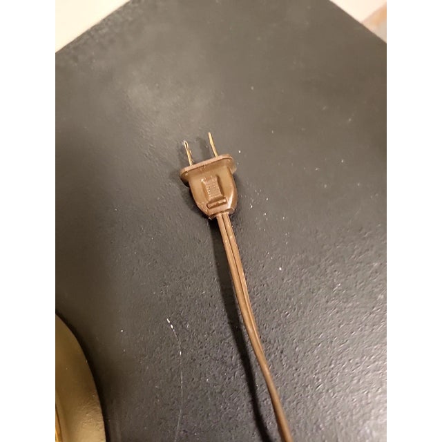 Metal Vintage Bankers Brass Lamp Green Glass With Pull Chain For Sale - Image 7 of 11