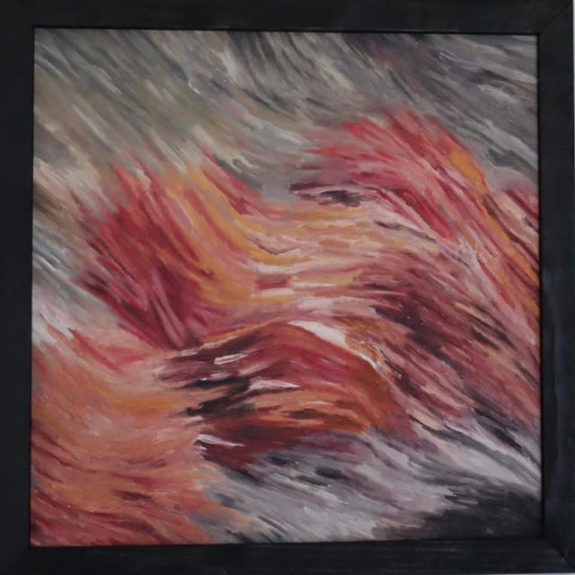 “Lychee Still Life” is an oil painting that captures the delicate movement and organic rhythm of lychees resting atop a...