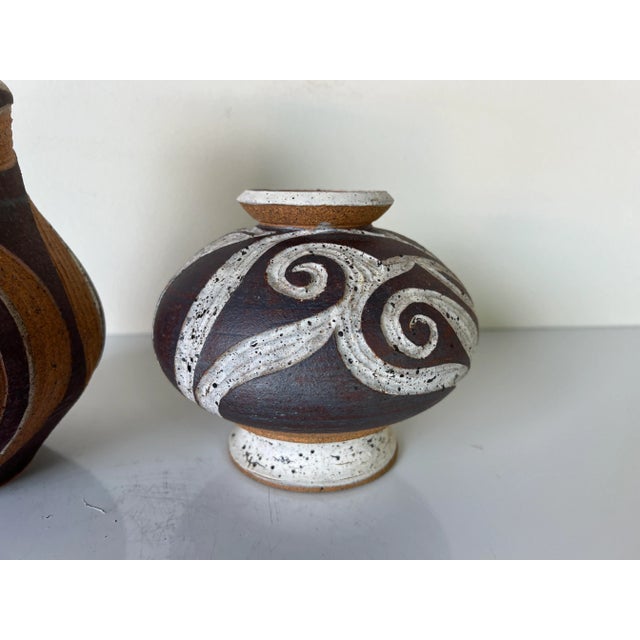 Contemporary 1970's Gary Wilson Organic Studio Pottery Vases - a Pair For Sale - Image 3 of 13