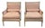 1950s Pair of Carved & Giltwood Bergeres With Striped Upholstery For Sale