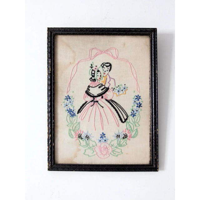 Vintage Framed Embroidered Textile Wall Art For Sale - Image 4 of 9