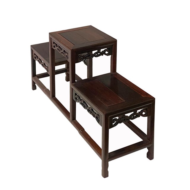 2020s Brown Wood Step Shape Table Top Curio Display Easel Stand For Sale - Image 5 of 7