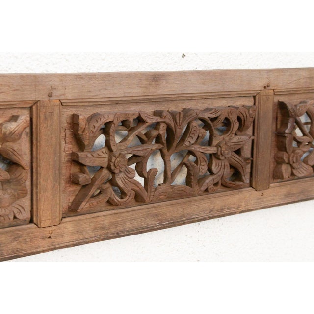 Antique Scholar's Five Paneled Carved Screen For Sale - Image 4 of 6