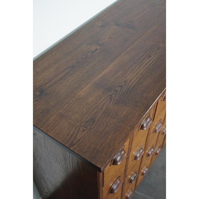 Dutch Industrial Oak Apothecary Cabinet Bank of Drawers, 1940s For Sale - Image 6 of 18
