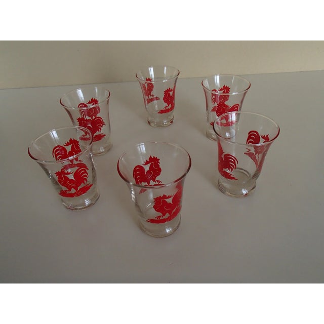 Cocktail Glasses with Red Rooster from Royal Leerdam Crystal, 1930s, Set of 6 For Sale - Image 9 of 10