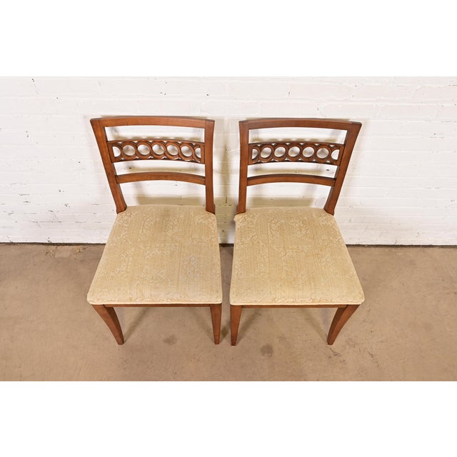 1960s Kindel Furniture Regency Carved Cherry Wood Side Chairs or Dining Chairs, Pair For Sale - Image 5 of 11