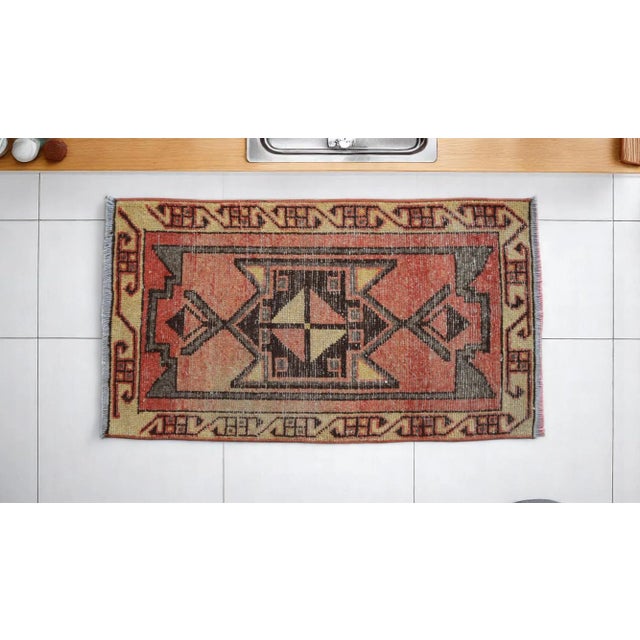 Woven in Antep, Southeastern Anatolia during the 1970s, this vintage handmade yastik rug represents the most intimate...