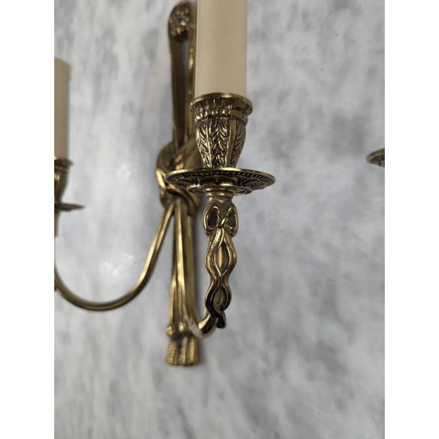 Metal Louis XVI Style Bronze Wall Lights, Set of 2 For Sale - Image 7 of 9