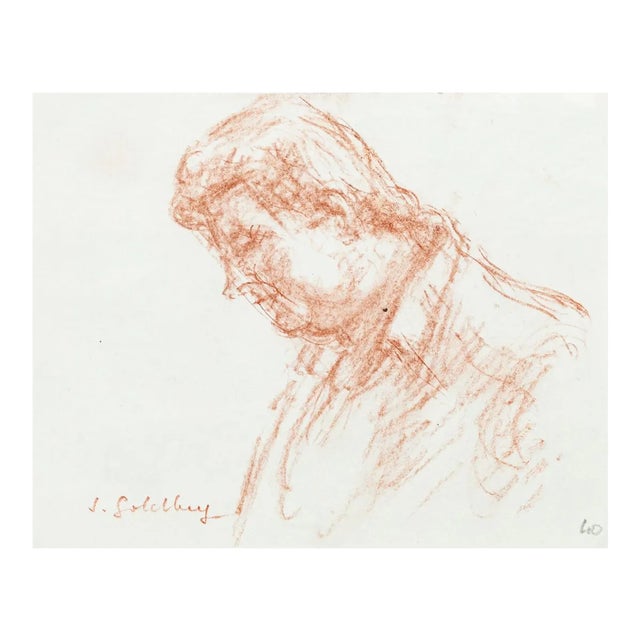 Portrait - Original Pastel by S. Goldberg - Mid 20th Century Mid 20th Century For Sale
