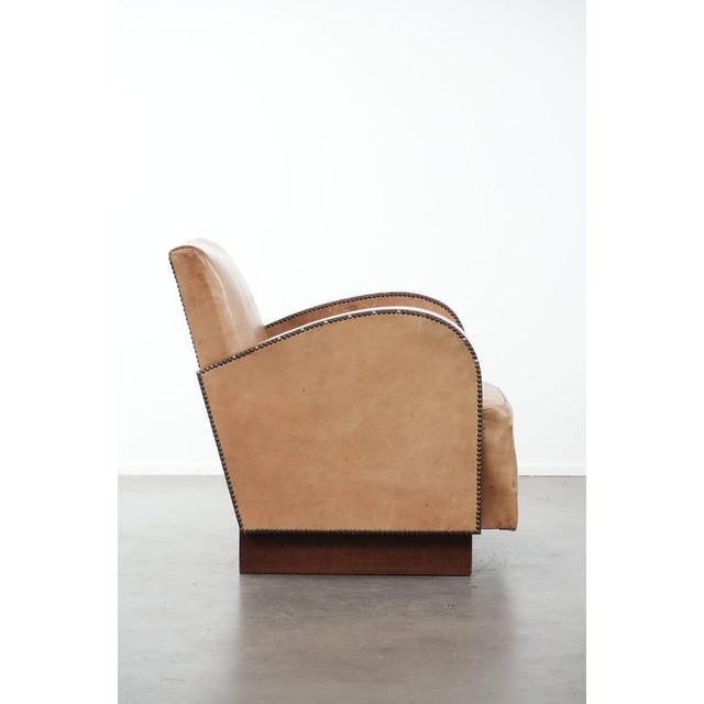 Art Deco Armchair in Cowhide Leather For Sale - Image 3 of 18