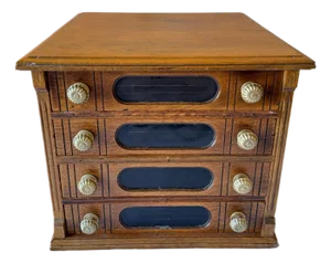 Antique Goff's "Best Braid Made" Oak Spool Cabinet | Circa 1900
