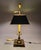 Campaign Vintage Chapman Brass Bouillotte Lamp With Black Tole Shade For Sale - Image 3 of 8