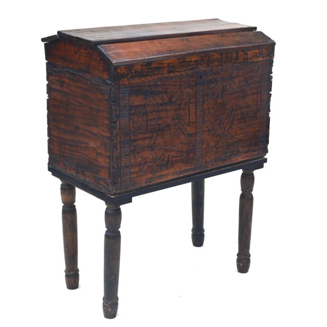 Spanish Colonial Wood Carved Chest For Sale - Image 4 of 10