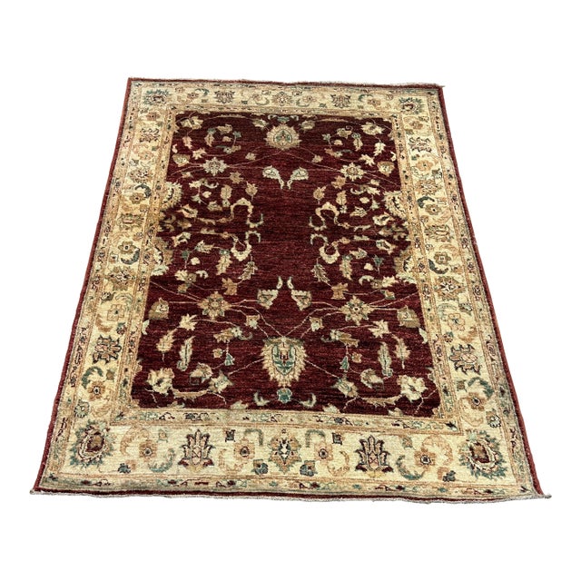 4ft 2in × 5ft 8in Pak-Veg Hand-Knotted Area Rug, Vintage For Sale