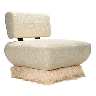 Ostrich Fluff Lounge Chair in Cream Boucle by Egg Designs For Sale