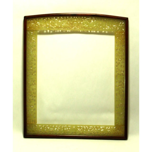 19th Century Large Pale Green Nephrite Jade & Rosewood Chinese Carved Frame For Sale - Image 13 of 13