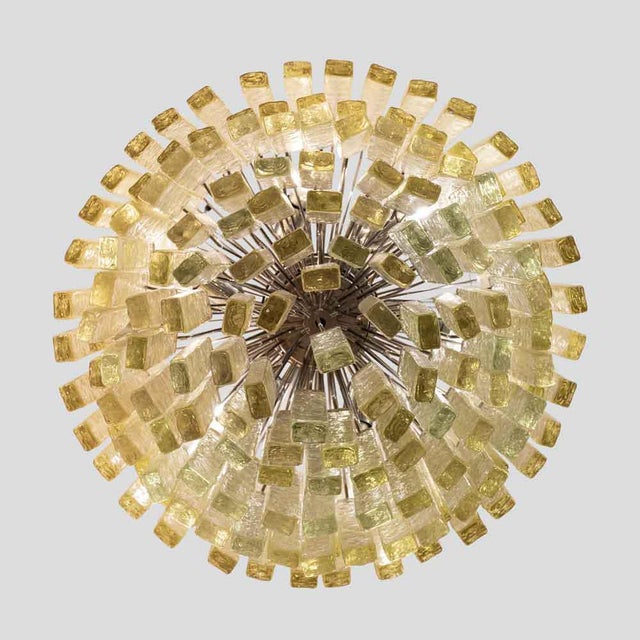 Olive Green Martellate Murano Glass Rod Pendant Light from Venini, 1960s For Sale - Image 3 of 11