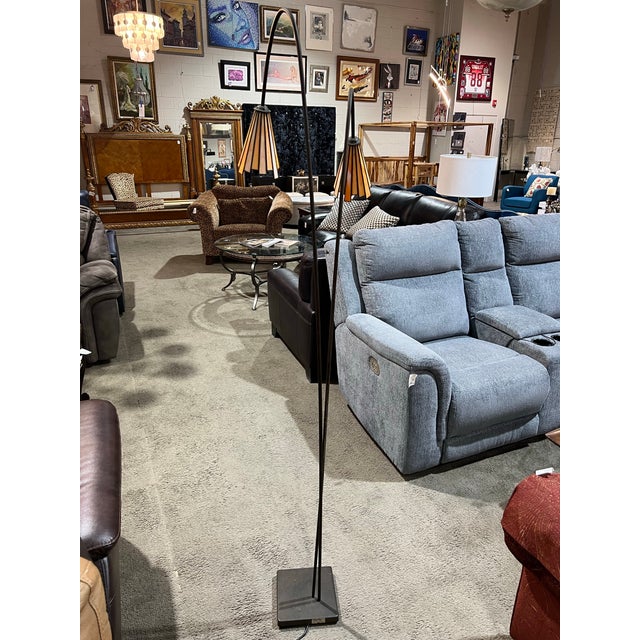 Modern Black Iron Stained Glass Floor Lamp by Arturo For Sale - Image 3 of 5