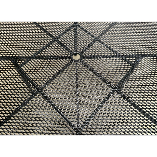Metal Mid Century Modern Woodard “Sculptura” (Unsigned) Octagonal Patio Dining Table Restored For Sale - Image 7 of 12
