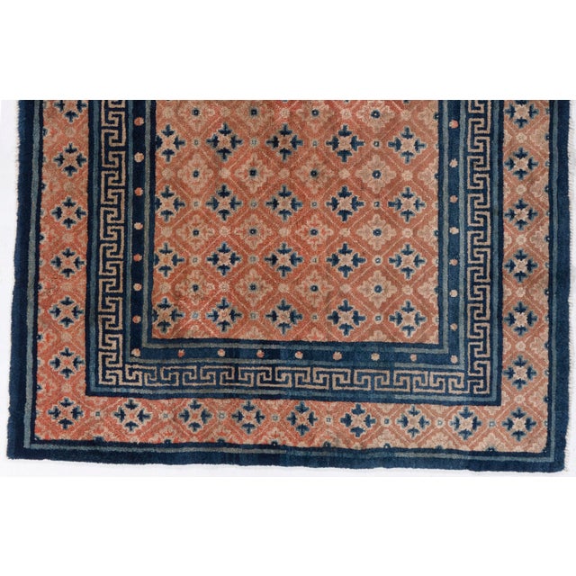 Textile Antique Circa 1900 Orange Chinese Hand Knotted Rug 4ft 4in X 6ft 9in For Sale - Image 7 of 9