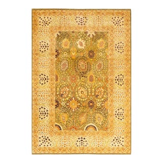 Mogul, One-of-a-Kind Hand-Knotted Area Rug in Green, 6' 3" x 9' 2" For Sale