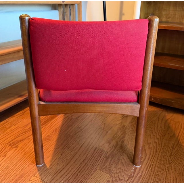 Mid-Century Lounge Chair in Walnut and Red Upholstery For Sale In Washington DC - Image 6 of 7