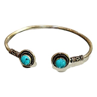 Sterling Silver & Turquoise Cuff Bracelet For Sale