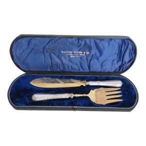 Sheffield D Flookton Tompking and Co Etched Fish Knife Fork Serving Set