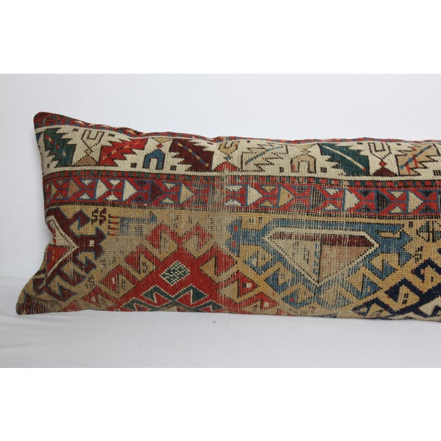 Late 19th Century Antique Caucasian Shirvan Yellow Tone Rug Pillow Cushion Cover -16'' X 47'' For Sale - Image 5 of 11