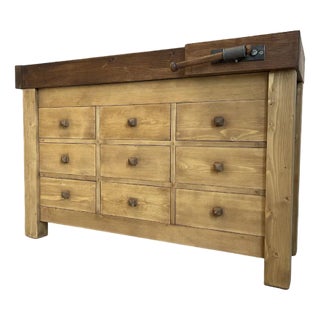 Vintage Rustic Planing Workbench For Sale