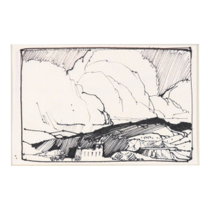 Clouds Above the High Desert - Line Drawing Landscape Bu Laurence Sisson