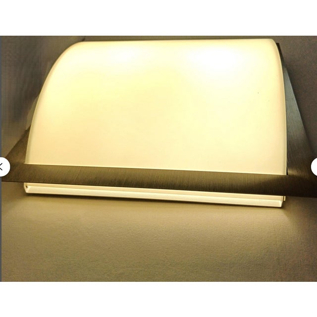 Mid-Century Modern Mid-Century Modern Minimalist Architectural Murano Opaline Glass Wall Light, Ruggiu-Italy, 1990s For Sale - Image 3 of 11