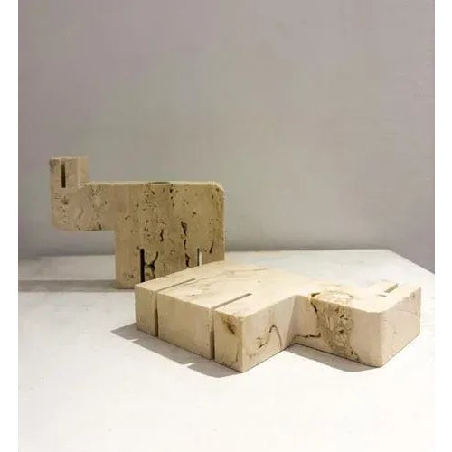 Mid-Century Travertine Figures by Fratelli Mannelli, 1970s This piece is attributed to the mentioned designer/maker. It...