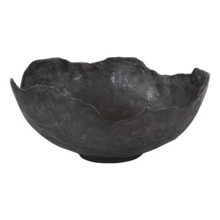 Rough Wash Grey Round Large Bowl For Sale
