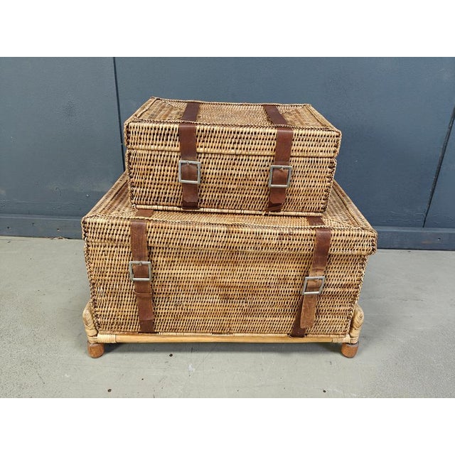 Vintage Wicker Trunks, 1970s, Set of 2 For Sale - Image 11 of 12